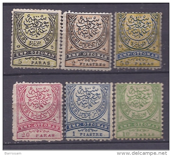 Turkey1876-90:  Mh* Lot Of 6 - 1837-1914 Smyrne