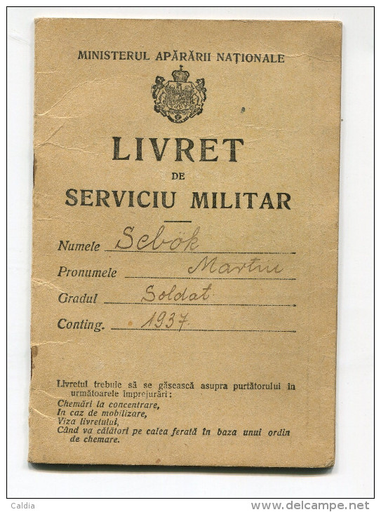 Roumanie Romania Rumänien - Military ID - full military Service (same person) 1925 - 1938