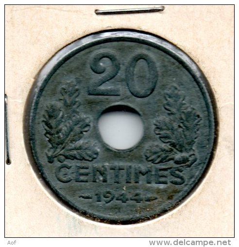 20c 1944 Zinc - 20 Centimes