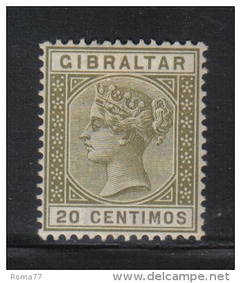 W798 - GIBILTERRA 1895 , Vittoria N. 30 *  Mint  Fil CA . - Gibilterra