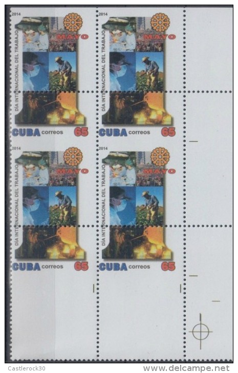 O) 2014 CUBA-CARIBE, ERROR PERFORATED, BUSINESS ACTIVITIES, MAYO 1, INTERNATIONAL LABOR DAY,  MNH - Imperforates, Proofs & Errors