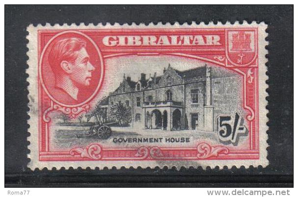 W2375 - GIBILTERRA 1938 , GIORGIO VI : 5 Scellino N. 112A Dentellato 13 1/2  Usato - Gibilterra