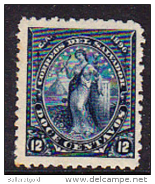 El Salvador 1896 Issues - 12c. Deep Blue - Mint - El Salvador