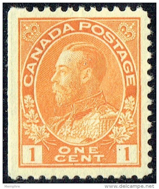 Admiral 1 Cent Orange-yellow  Sc 105  MNH  Left Side Straight Edge - Neufs