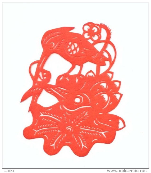 China Paper Cut 3#,bird And Flower,9.5X7.5cm - Chinese Paper Cut