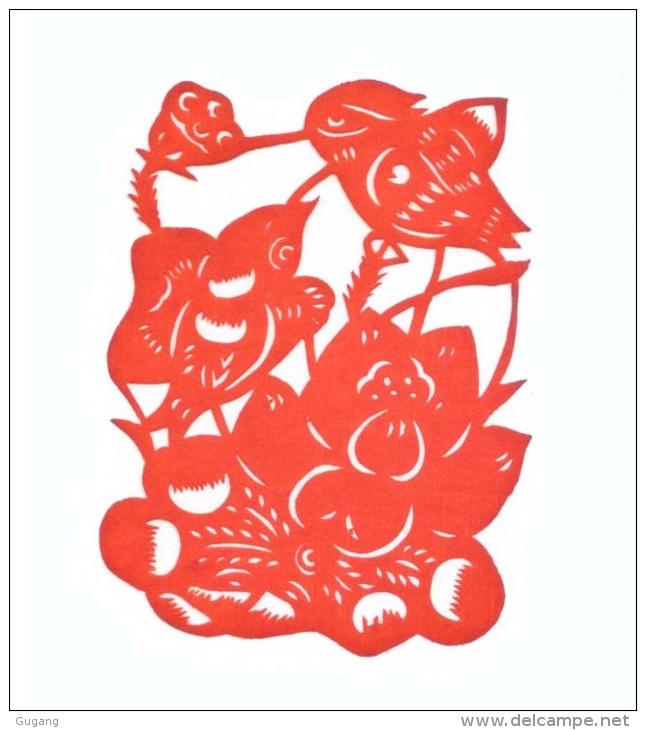 China Paper Cut 4#,bird And Flower,9.5X7.5cm - Chinese Papier