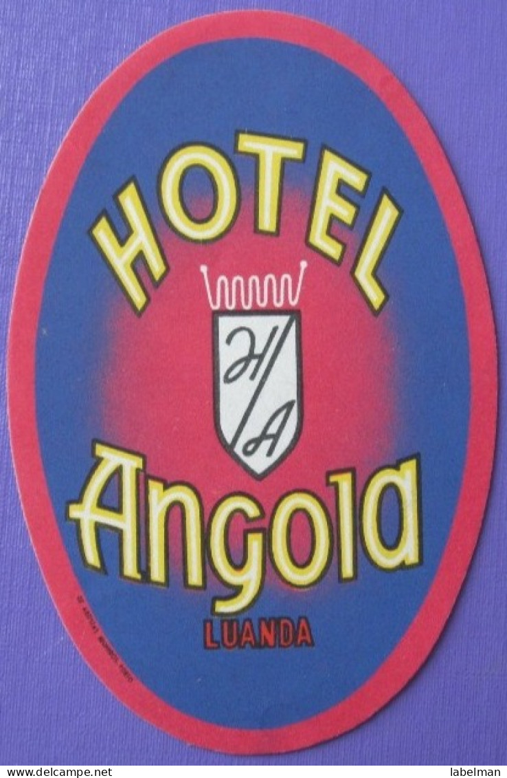 HOTEL MOTEL PENSION ANGOLA LUANDA SAO PAULO PORTUGAL DECAL LUGGAGE LABEL ETIQUETTE AUFKLEBER - Hotel Labels