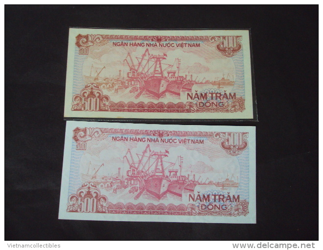 02 Different Vietnam Viet Nam 500 Dong UNC Banknotes / Billet 1988 -P#101 - Big &amp; Small Digits / 02 Images - Vietnam