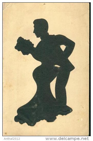 Scherenschnitt Silhouette Frau Und Mann Paar Beim Tanz Dance Dans Rare - Silhouette - Scissor-type