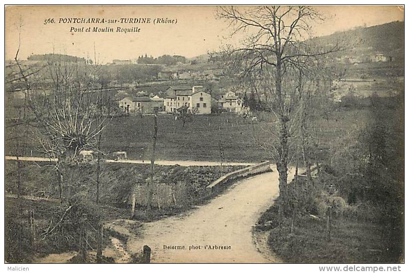 Rhone - Ref 693 - Pontcharra Sur Turdine - Pont Et Moulin Roquille - Moulin A Eau - Moulins - Carte Bon Etat - - Pontcharra-sur-Turdine