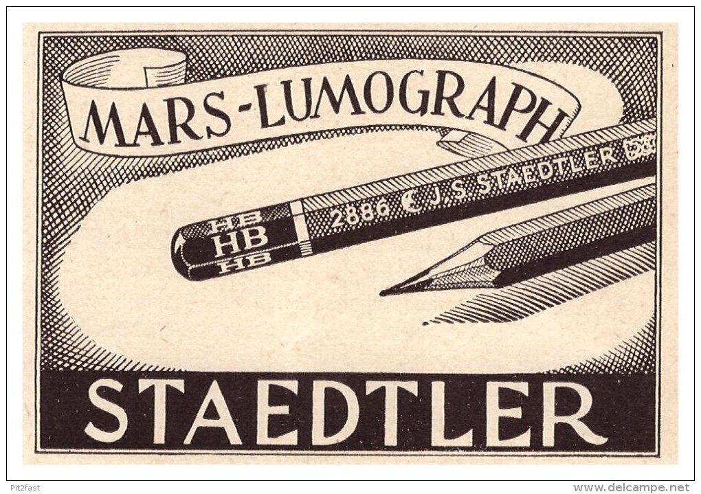 Original Werbung - 1941 - Mars Lumograph , J.S. Staedtler , Bleistiftfabrik In Nürnberg , Bleistift !!! - Schreibgerät