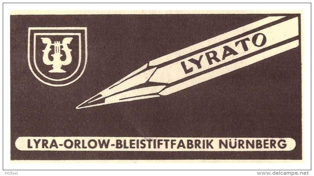 Original Werbung - 1941 - Lyrato , Lyra-Orlow-Bleistiftfabrik In Nürnberg , Bleistift !!! - Schreibgerät