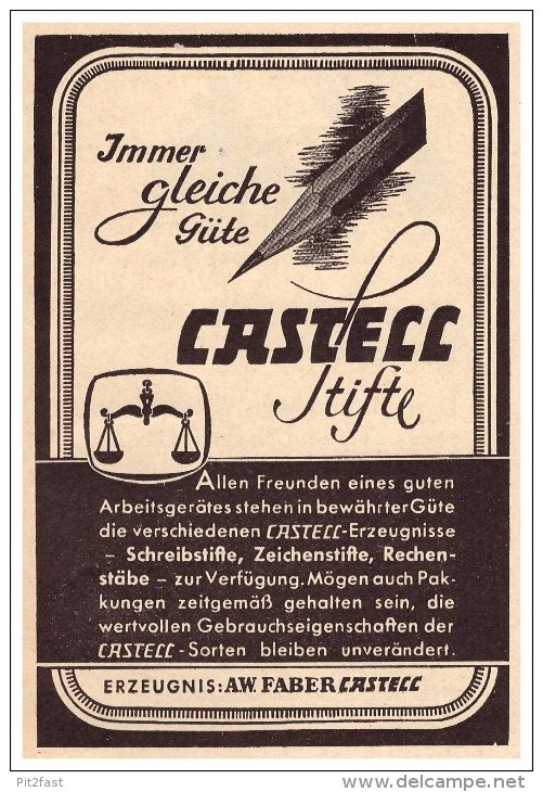 Original Werbung - 1941 - Faber Castell Stifte , A.W. Faber , Bleistift !!! - Schreibgerät