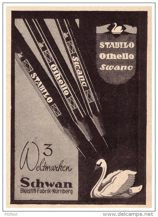 Original Werbung - 1941 - SCHWAN Bleistiftfabrik In Nürnberg , Othello , Stabilo , Swano , Bleistifte !!! - Schreibgerät