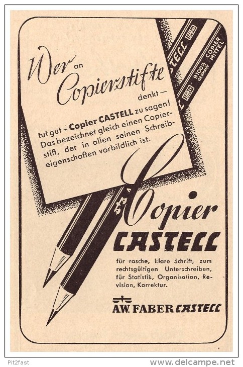 Original Werbung - 1941 - FABER - Castell , Copierstifte , Bleistifte !!! - Lapiceros