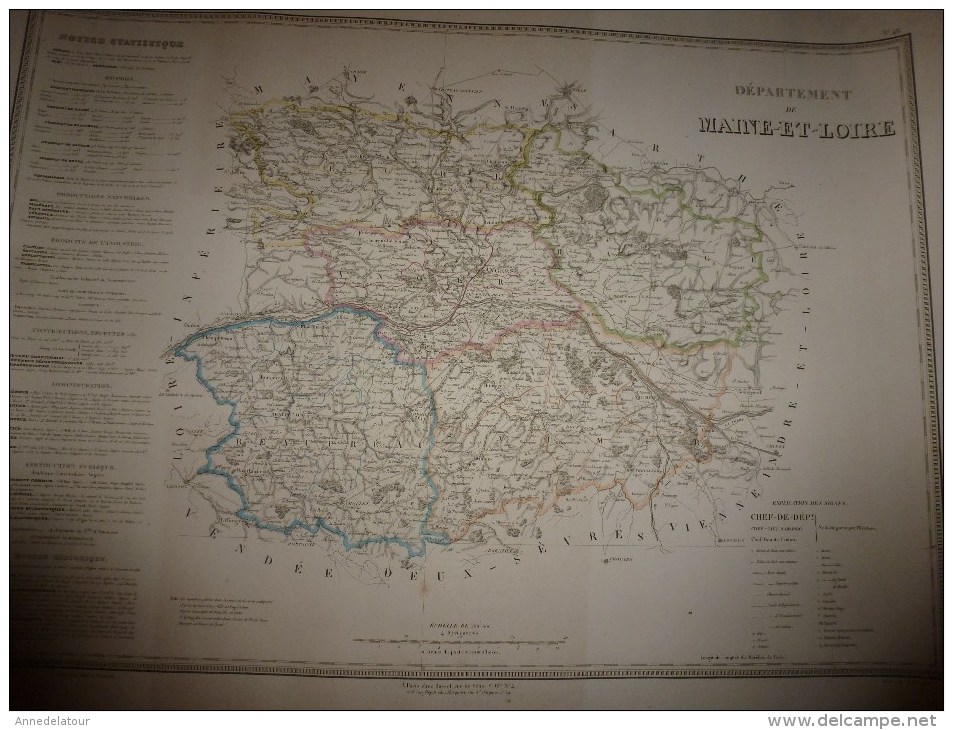 1836 Carte Atlas Départemental De La France  (MAINE Et LOIRE) Par Dufour,   Chez Basset (Paris) - Cartes Géographiques
