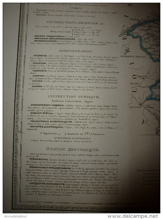 1836 Carte Atlas départemental de la France  (MAINE et LOIRE) par Dufour,   chez Basset (Paris)