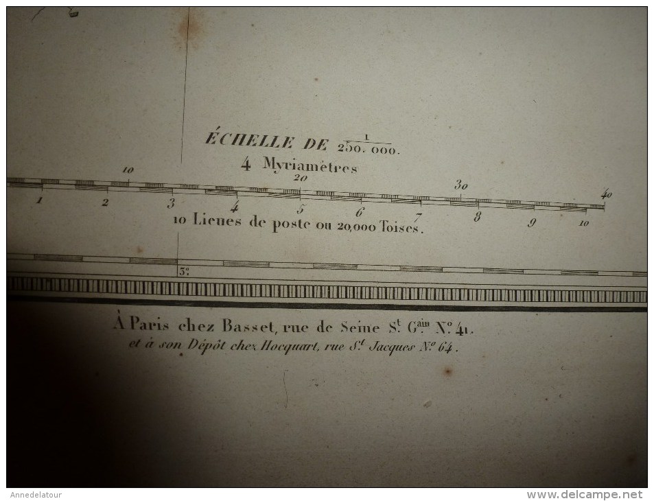 1836 Carte Atlas départemental de la France  (MAINE et LOIRE) par Dufour,   chez Basset (Paris)