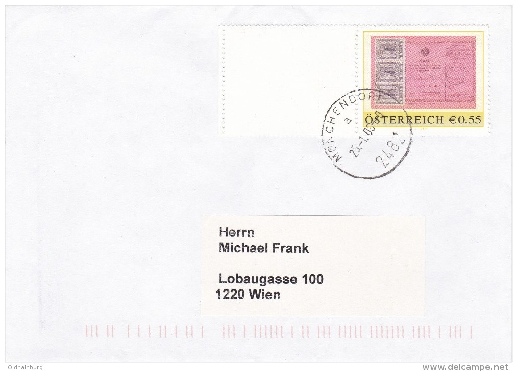 1307g: Personalisierte Marke Aus Österreich: Historische Telefonkarte, Gest. 25.1.05 In 2482 Münchendorf - Personalisierte Briefmarken