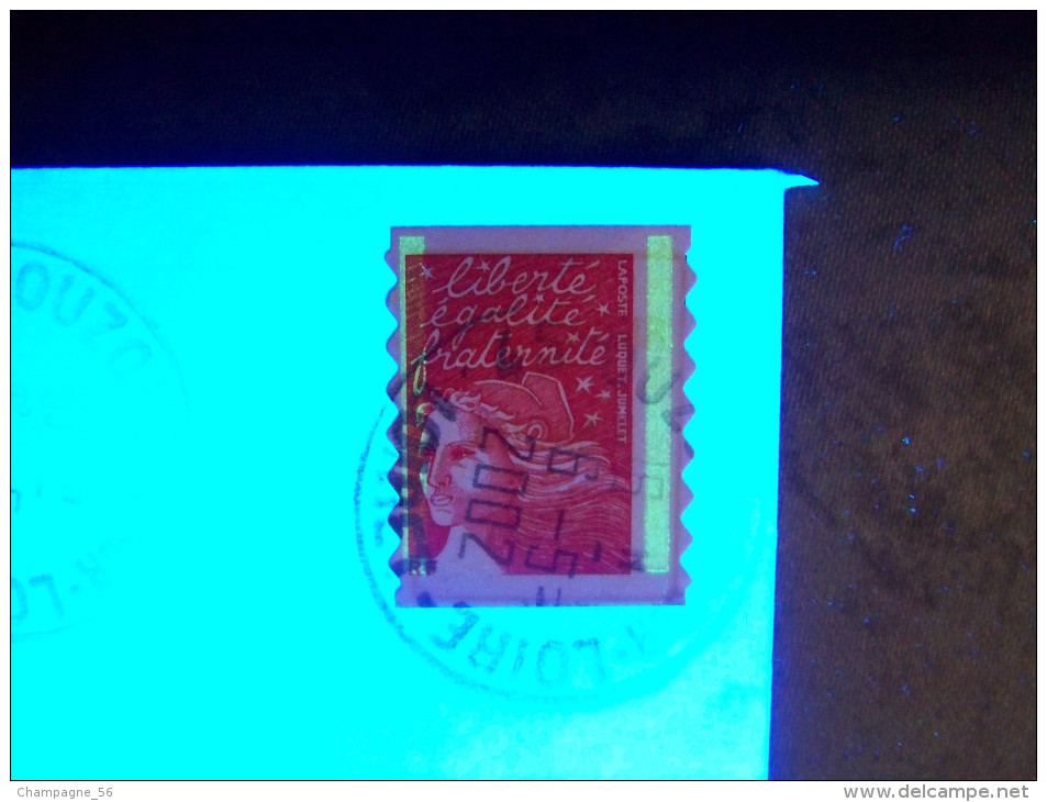 2001 N° 3419  TVP ROUGE 2 BANDE PHOSPHORESCENTE 6.5.2002  OBLITÉRÉ - Lettres & Documents