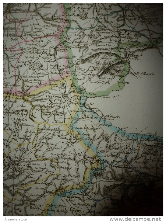 1836 Carte Atlas départemental de la France (MANCHE) par Dufour, chez Basset (Paris)