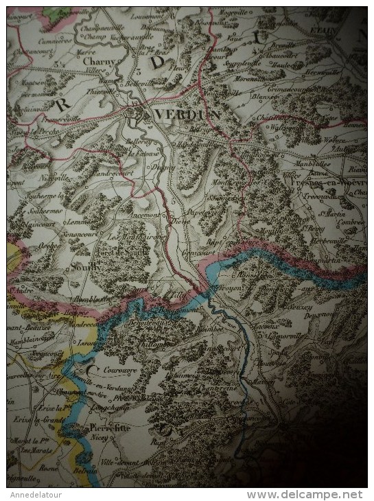 1836 Carte Atlas départemental de la France (MEUSE) par Dufour, chez Basset (Paris)