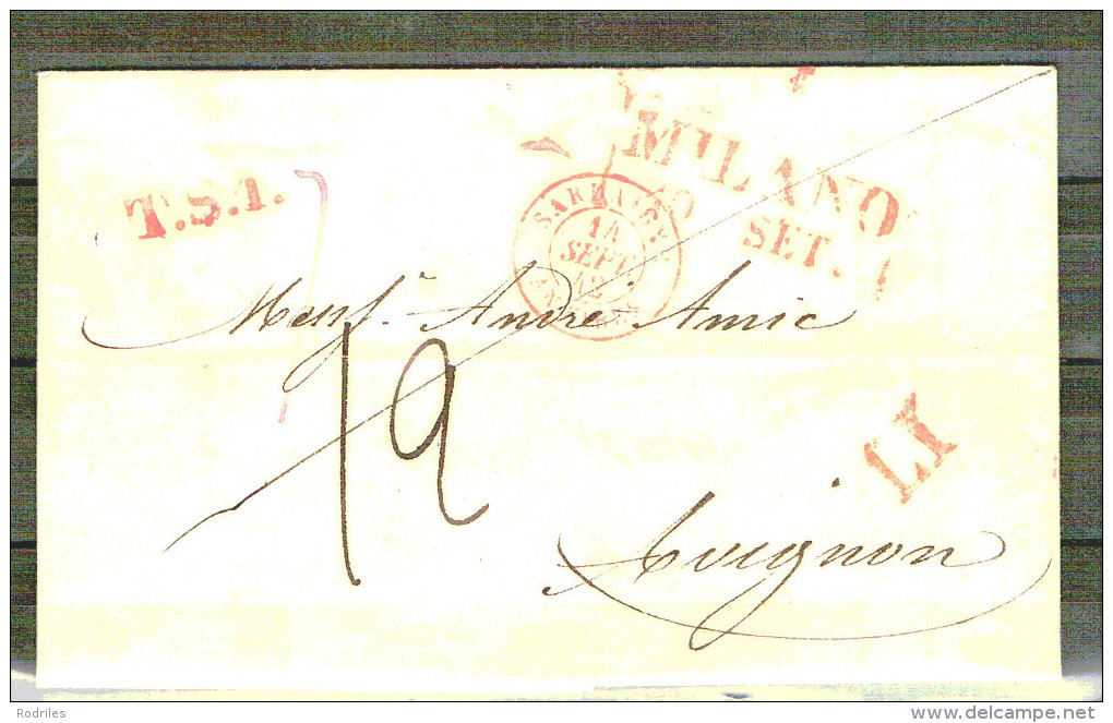 Italia. Prefilatelai. Carta De Mián A Avignon Con Fecha 1842 - 1. ...-1850 Prefilatelia