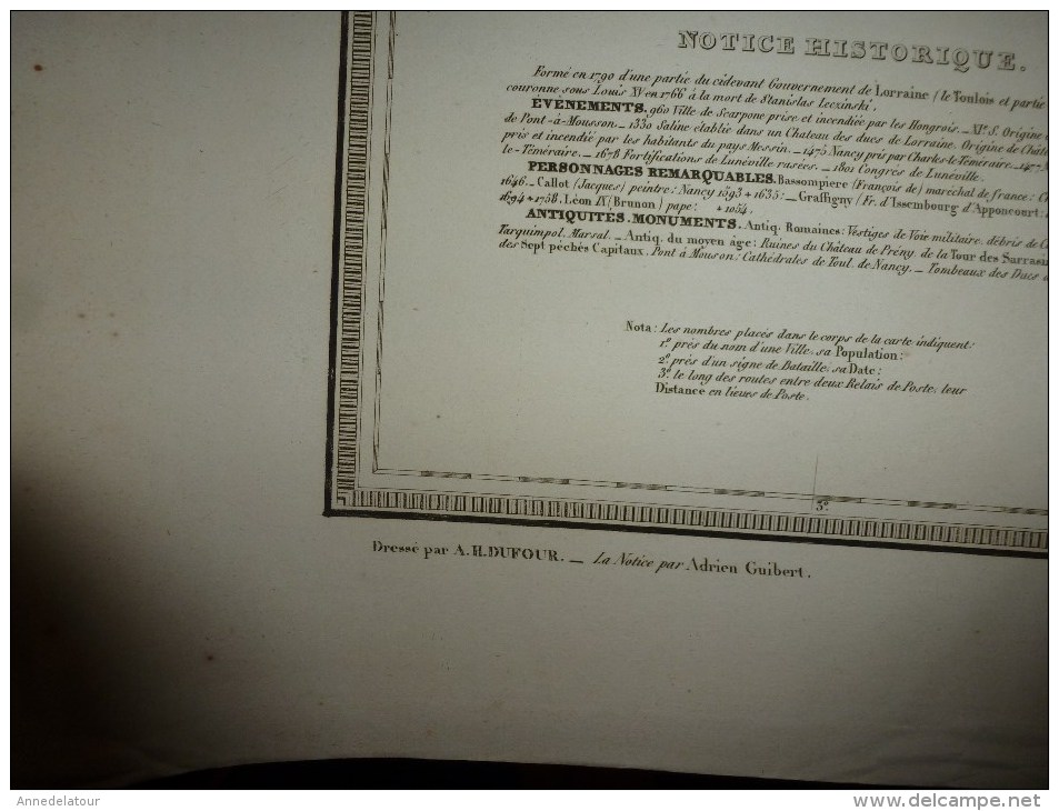 1856 Grde Carte Ancienne Réhaussée Couleurs :par A H Dufour ,  Département De La  MEURTHE  Avec Notices Hist. Et Stat. - Cartes Géographiques
