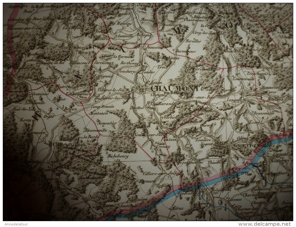 1836 Grde carte ancienne réhaussée couleurs :par A H Dufour ,  département de la  Hte MARNE  avec notices hist. et stat.