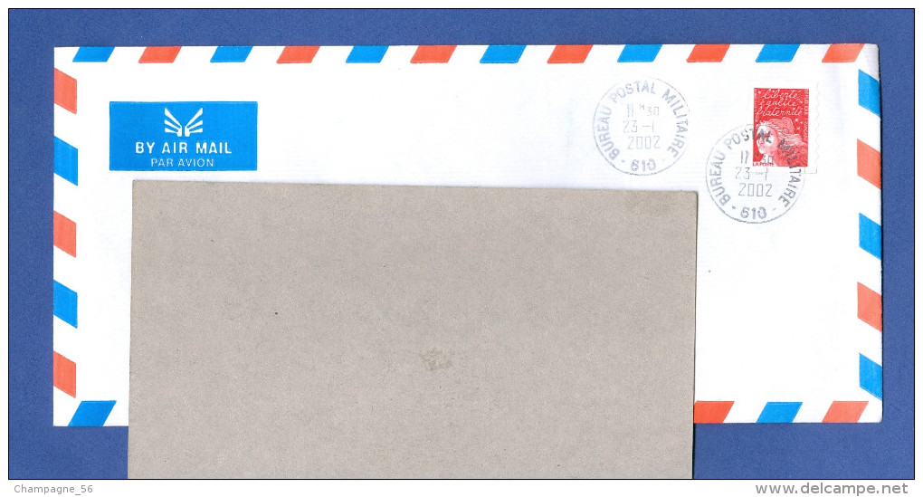 VARIÉTÉS  2002 N° 3085 2 BARRE PHOSPHORESCENTE TVP ROUGE   POSTAL MILITAIRE 23 . 1 . 02 OBLITÉRÉ - Storia Postale