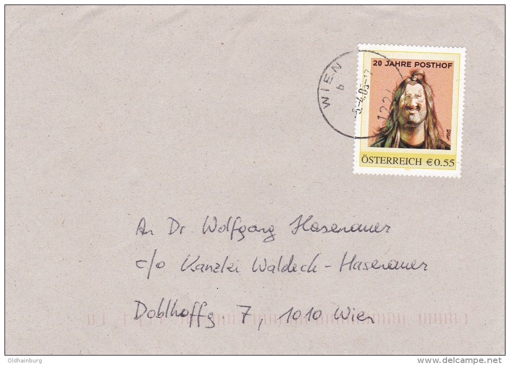 1307z4: Personalisierte Marke Aus Österreich: Posthof Linz, Gest. 5.4.05 PA 1224 Wien - Personalisierte Briefmarken