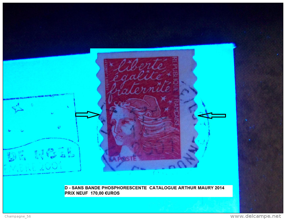 VARIÉTÉS  2001  N° 3085  TVP ROUGE D - SANS BANDE  PHOSPHORESCENTE 14.12.2001 OBLITÉRÉ - Cartas & Documentos