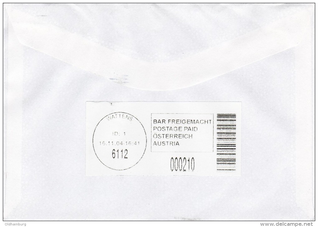 1307z10: Personalisierte Marke Rekobrief: Amor- Marke Auf Marke, Gest. 15.11.2004 PA 6112 Wattens - Persoonlijke Postzegels