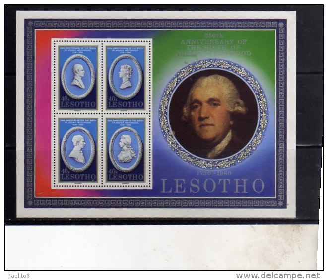 LESOTHO 1980  PORTRAITS JOSIAH WEDGWOOD BLOCK SHEET BLOCCO FOGLIETTO MNH - Lesotho (1966-...)