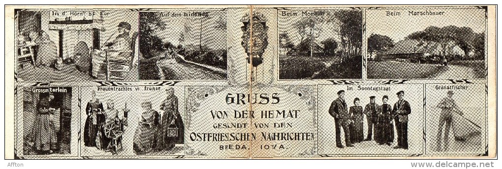 Gruss Von Der Heimat Germans Breda Iowa USA 1905 Double Postcard - Europe