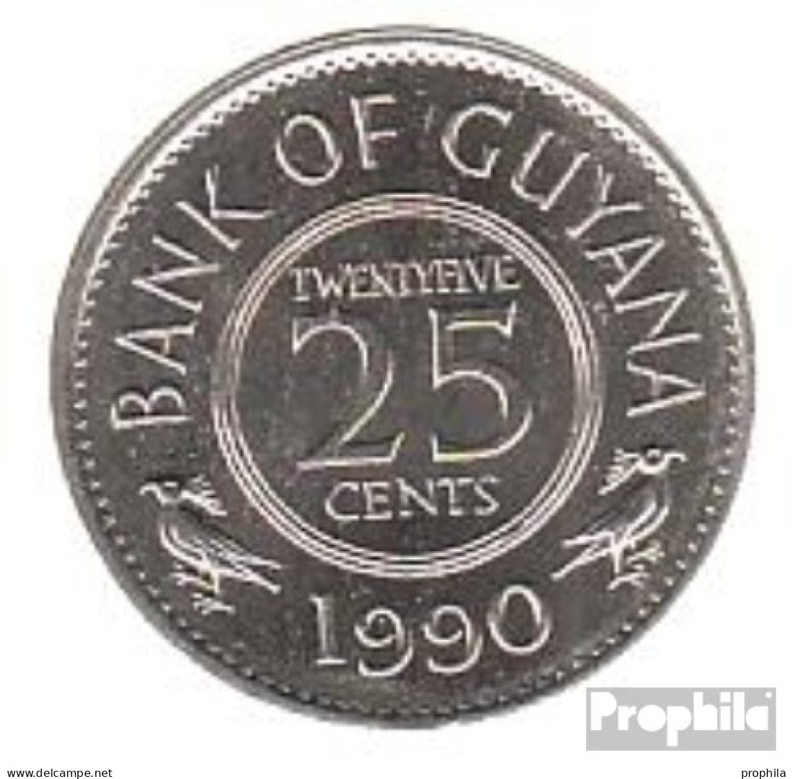 Guyana 34 1990 Stgl./unzirkuliert Kupfer-Nickel Stgl./unzirkuliert 1990 25 Cents Wappen - Guyana