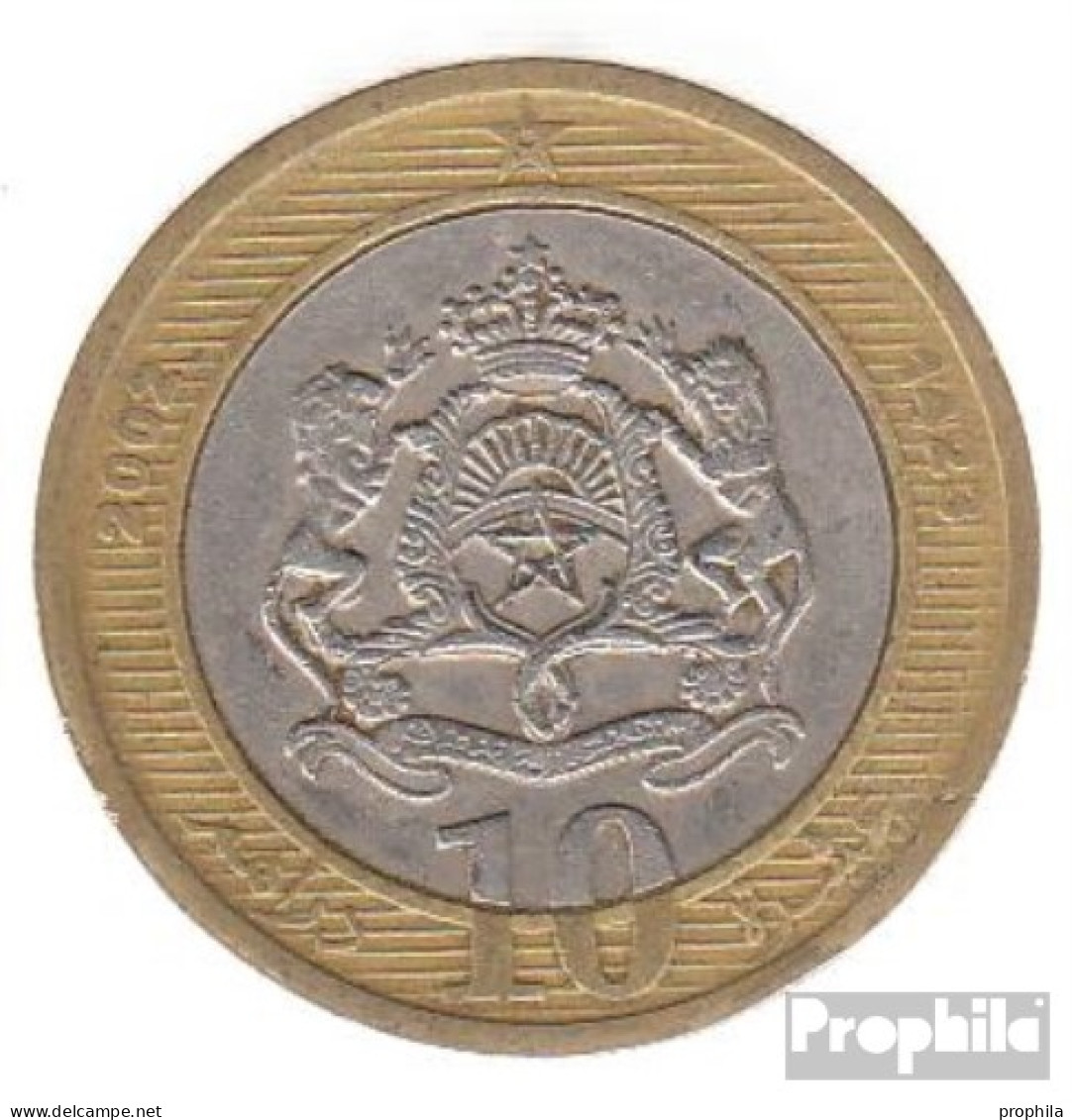 Marokko KM-Nr. : 110 2002 Vorzüglich Bimetall Vorzüglich 2002 10 Dirhams Wappen - Marruecos