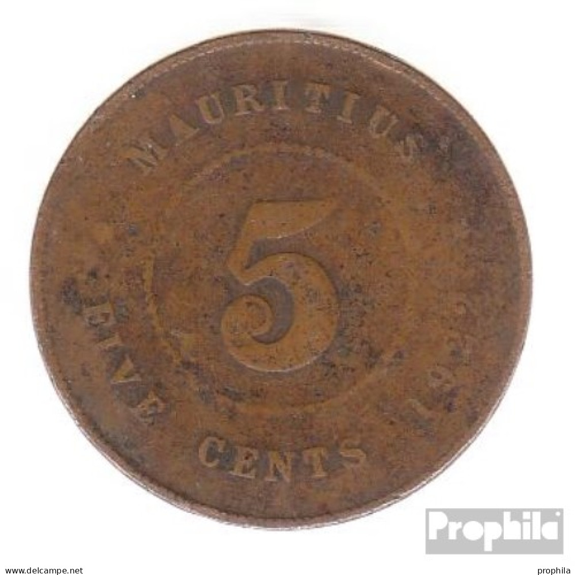 Mauritius KM-Nr. : 14 1922 Sehr Schön Bronze Sehr Schön 1922 5 Cents George V. - Mauritius