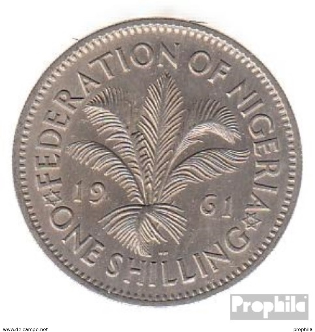 Nigeria KM-Nr. : 5 1961 Vorzüglich Kupfer-Nickel Vorzüglich 1961 1 Shilling Elizabeth II. - Nigeria