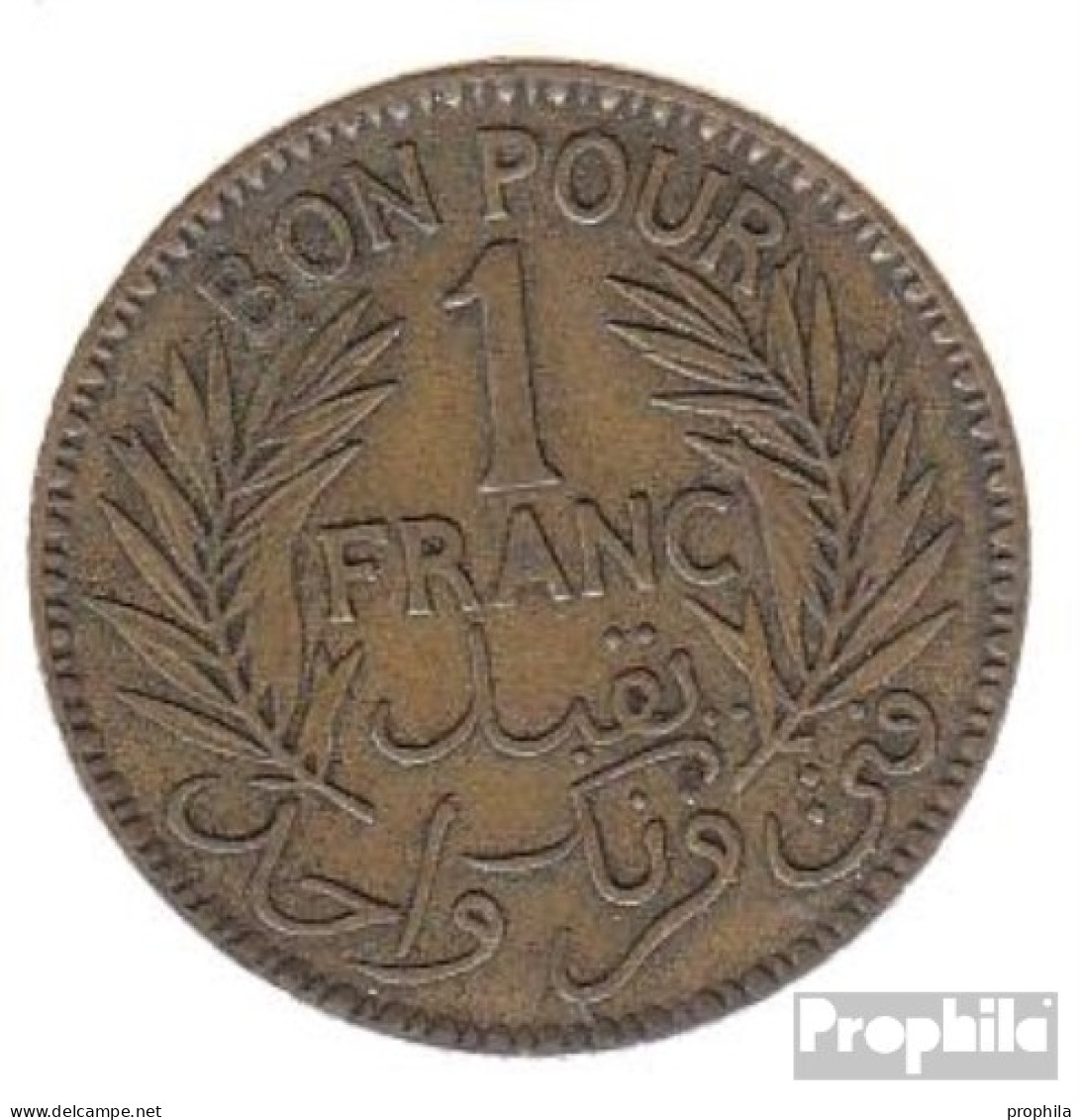 Tunesien KM-Nr. : 247 1926 /44 Sehr Schön Alunimium-Bronze Sehr Schön 1926 1 Franc Datum Im Kranz - Tunesien