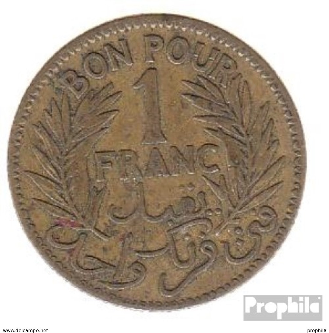 Tunesien KM-Nr. : 247 1926 /45 Sehr Schön Alunimium-Bronze Sehr Schön 1926 1 Franc Datum Im Kranz - Tunisie