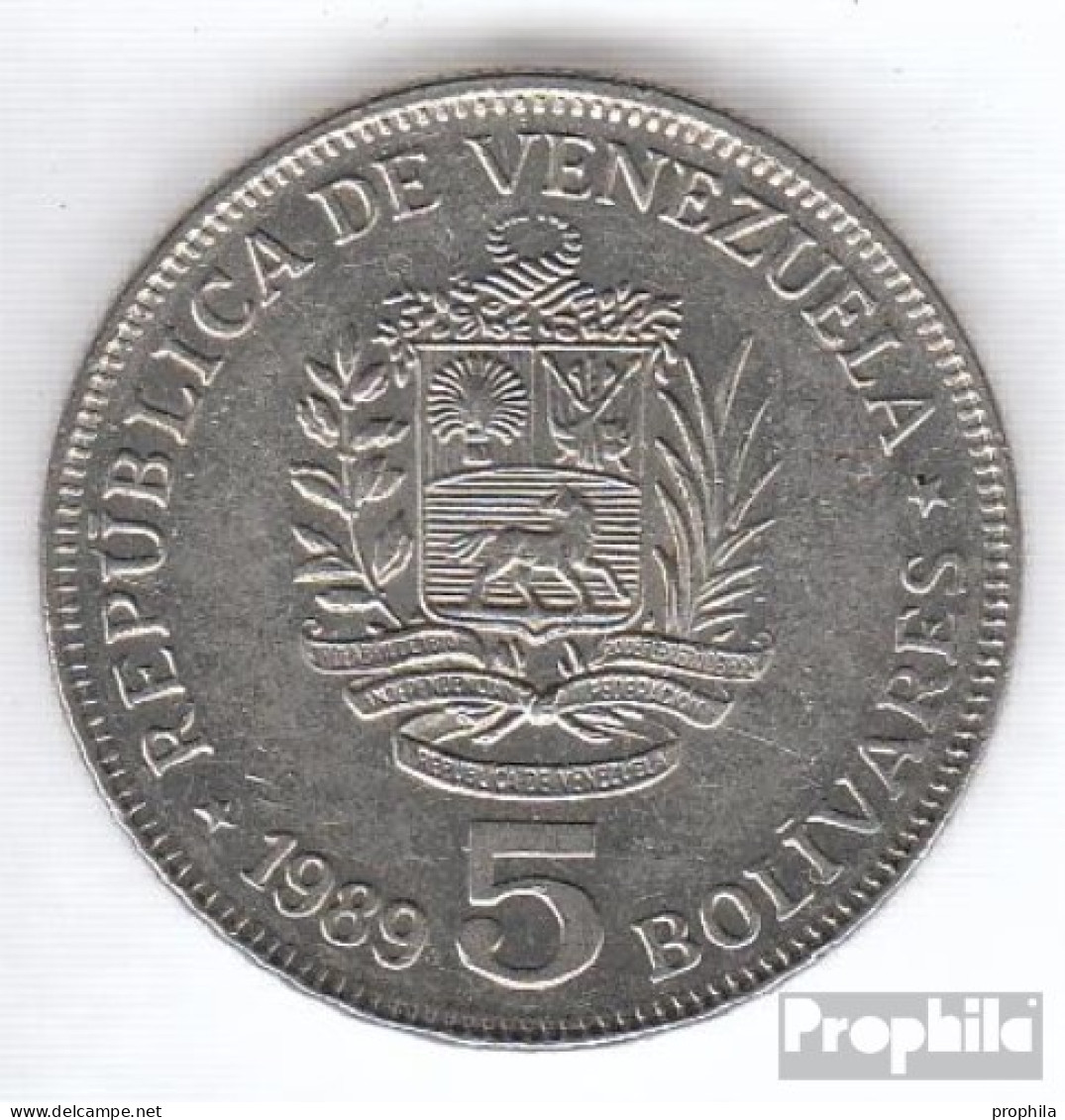 Venezuela KM-Nr. : 53 1989 Typ A.1 Vorzüglich Stahl, Nickel Plattiert Vorzüglich 1989 5 Bolivares Wappen - Venezuela