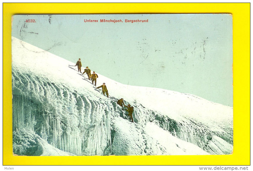 UNTERES MONCHSJOCH BERGSCHRUND : ALPINISME à INTERLAKEN SUISSE  Circulée : 1910 - SPORTS HIVER   935 - Alpinisme