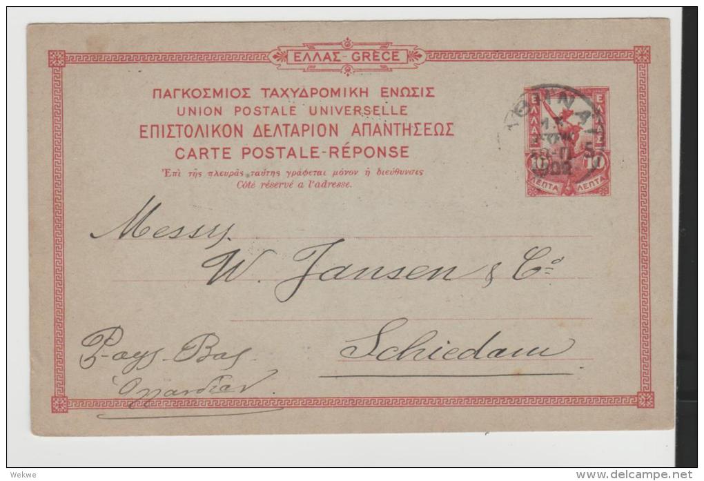 GrII017/ GRIECHENLAND - Mi.Nr. Pi3, Athen - Holland 1902 Mit Firmenzudruck - Postal Stationery