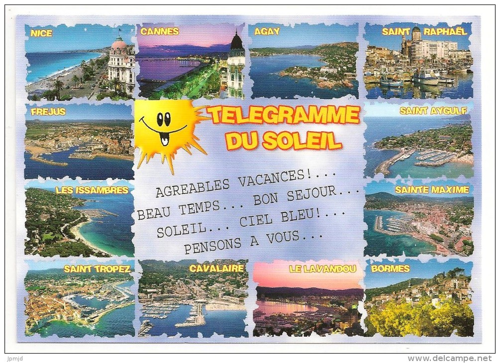 83 - TELEGRAMME DU SOLEIL - La Côte D´Azur  - Multivues UN BONJOUR DE VACANCES - Ed. MISTRAL N° 50.28 - Autres & Non Classés