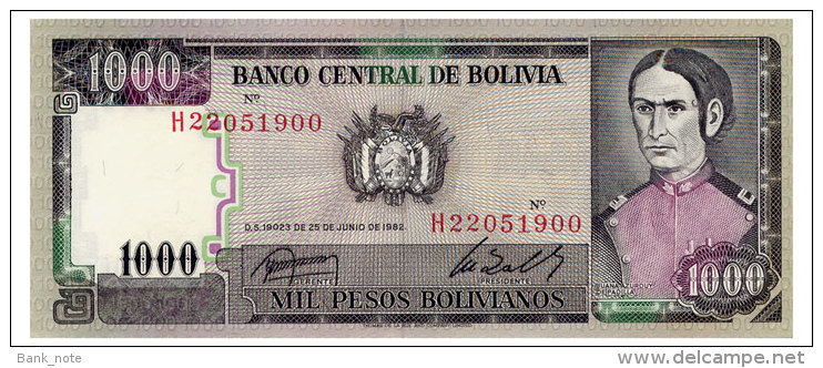 BOLIVIA 1000 PESOS BOLIVIANOS 1982 Pick 167 Unc - Bolivia