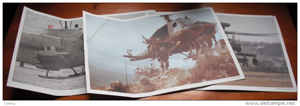 Lot De 3 Photographies "Hélicoptères De Combat" - Helicópteros