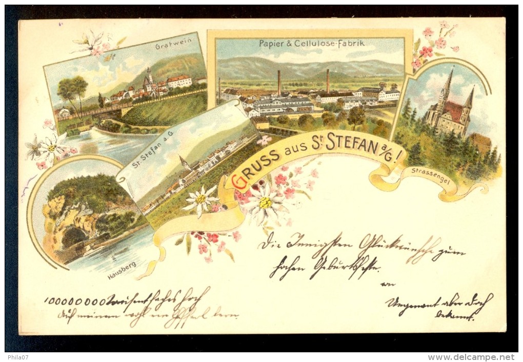 Gruss Aus St. Stefan A/G / Litho. / Year 1898 / Old Postcard Circulated - Gratkorn