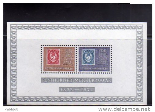 NORWAY NORGE NORVEGIA NORVEGE 1972 CENTENARY OF HORN POST STAMP FOGLIETTO BLOCK SHEET MNH - Blokken & Velletjes