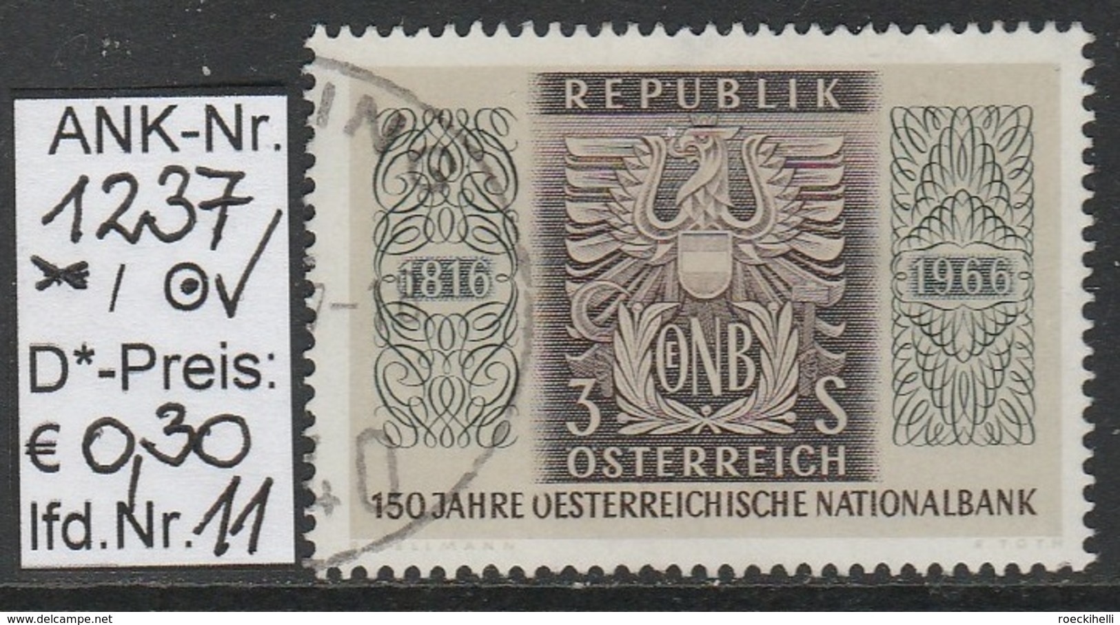 27.5.1966 - SM  "150 Jahre Österr. Nationalbank" -  o gestempelt - siehe Scan  (1237o 01-12)